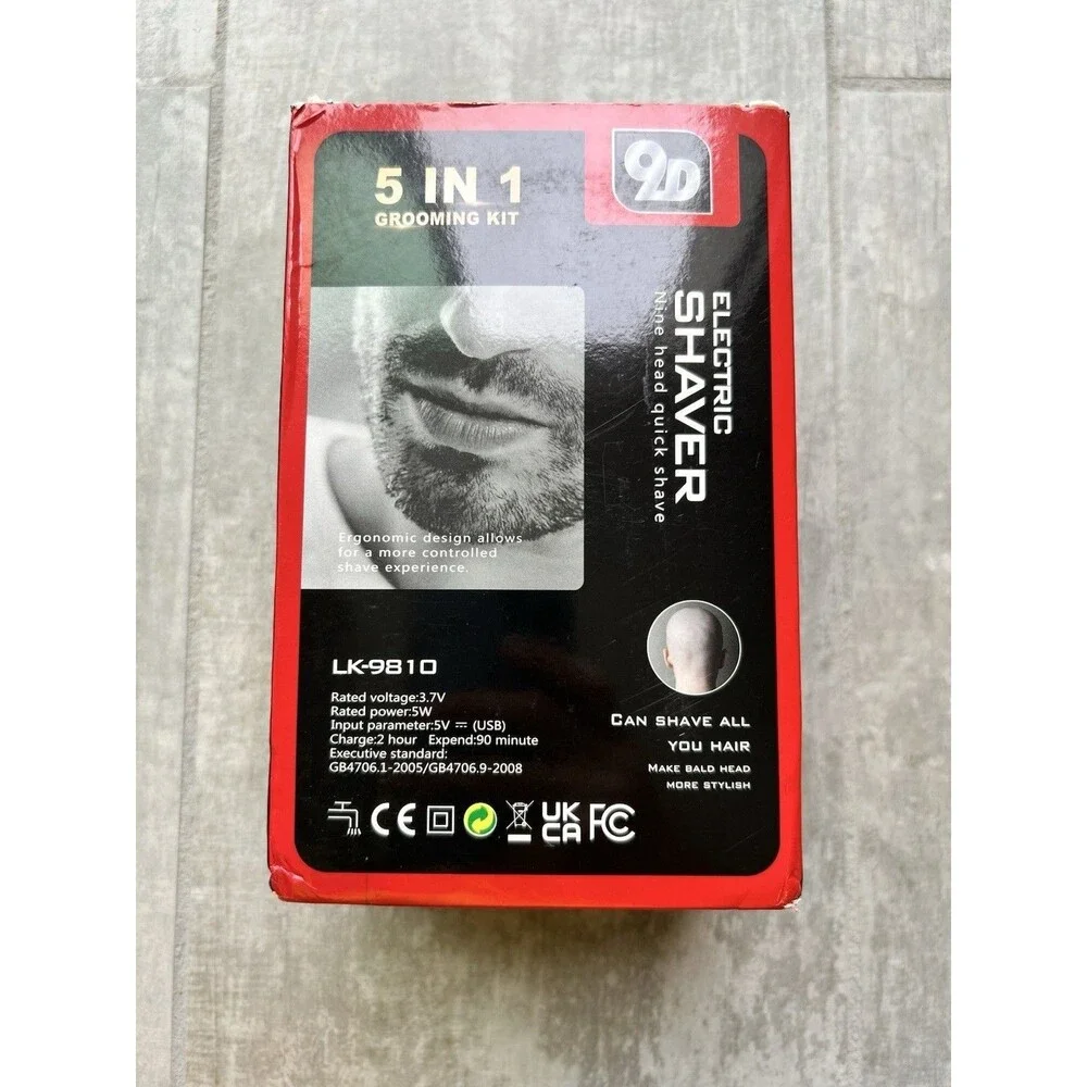 5 in 1 Mens LCD Digital Display Razor High Power Haircut Bald Head 9D Shaver NEW